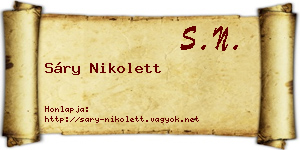 Sáry Nikolett névjegykártya